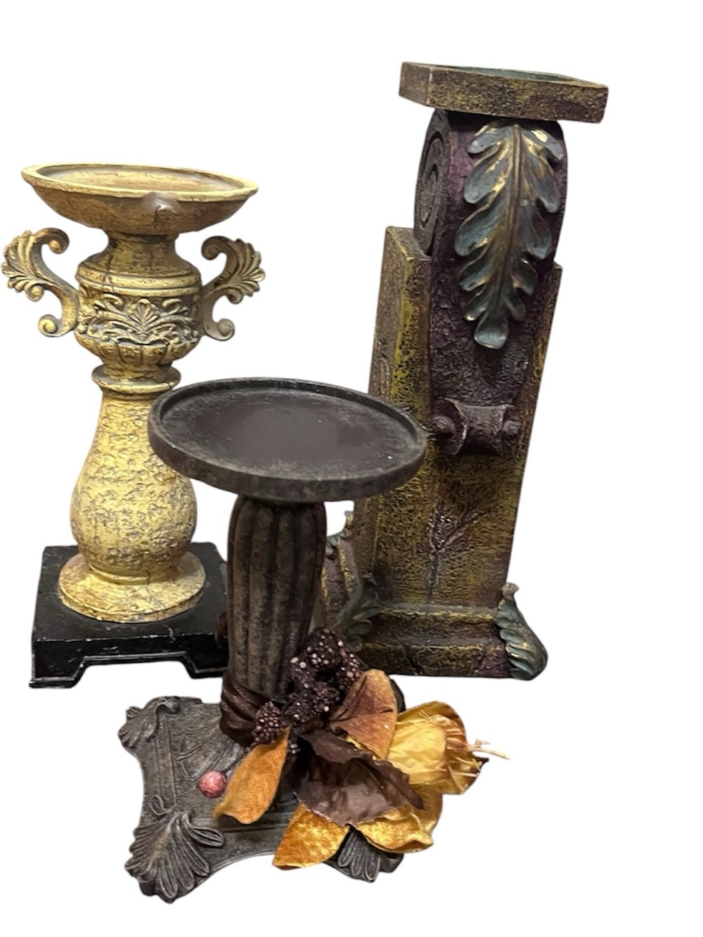 Decorative Gold and Bronze Home Accent Pedestal Set - Unbranded